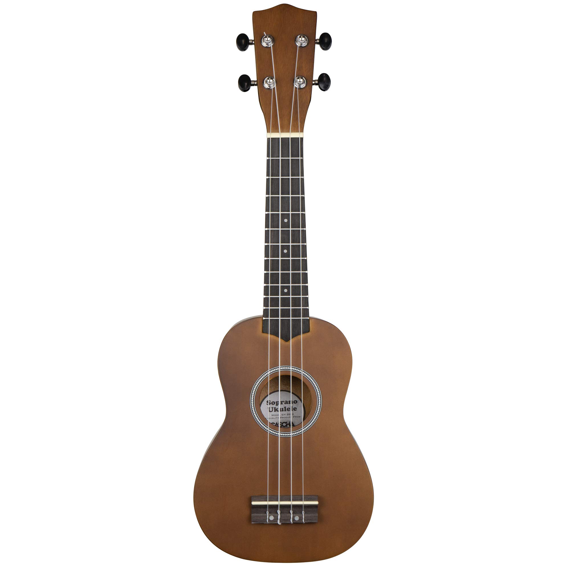 Cascha Sopran Ukulele Set I Ukulele Starter Kit mit 3 Plektren Tasche Stimmgerät & spanischem Lehrbuch I Sopran Ukulele Mahagoni I Kleine Hawaii Gitarre für Anfänger & Fortgeschrittene