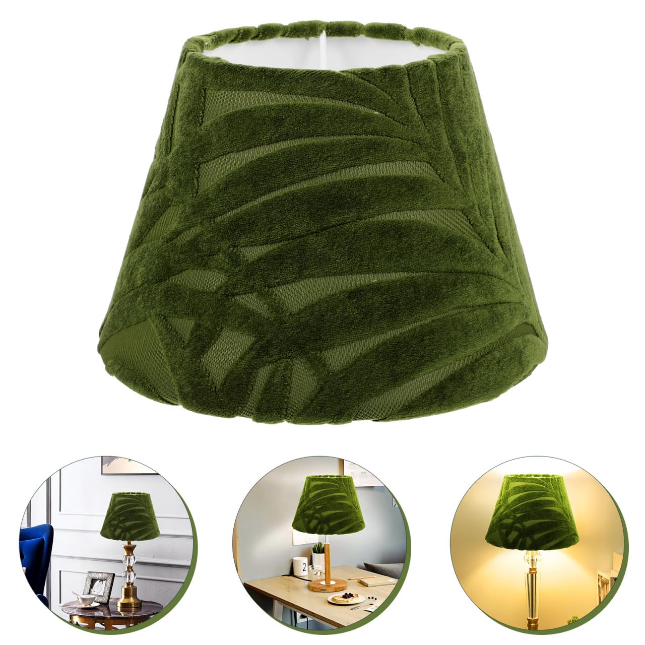 Luxshiny Abat-Jour En Tissu 7.87X7.87X5.51 Pouces Avec Motif Feuilles En Relief Pour Lampe De Bureau Et Chevet Décoratif Convient Salon Et Chambre