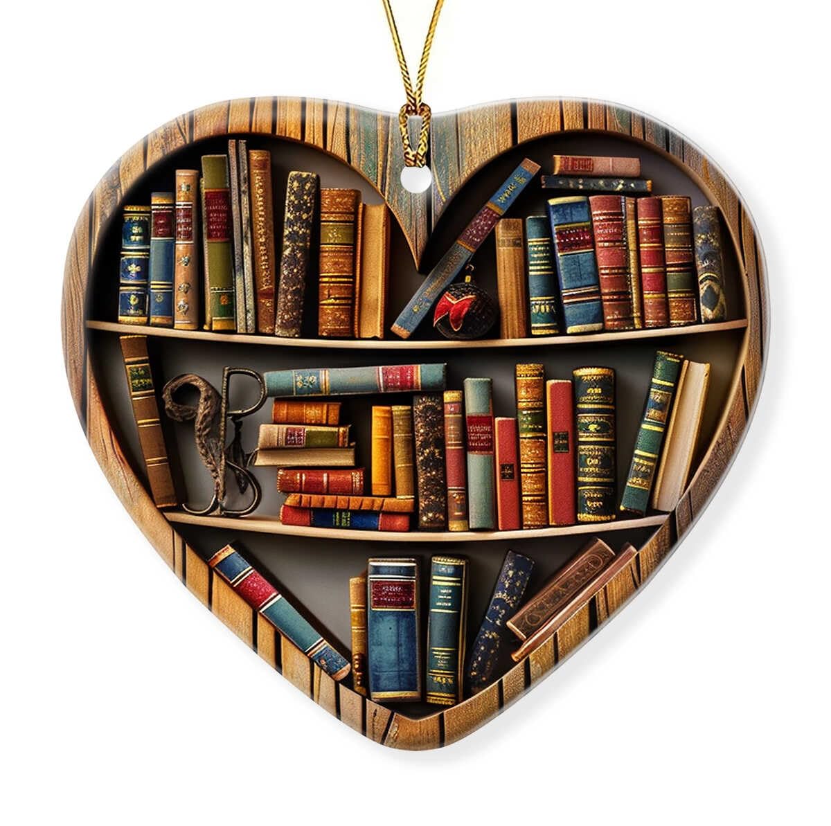 Book Christmas Ornament 2025, Gifts for Book Lovers Women, Men, Vintage Christmas Ornaments for Xmas Tree, Bookish Gifts for Hanging Decor, Double Sided Ceramic Hanging Ornaments