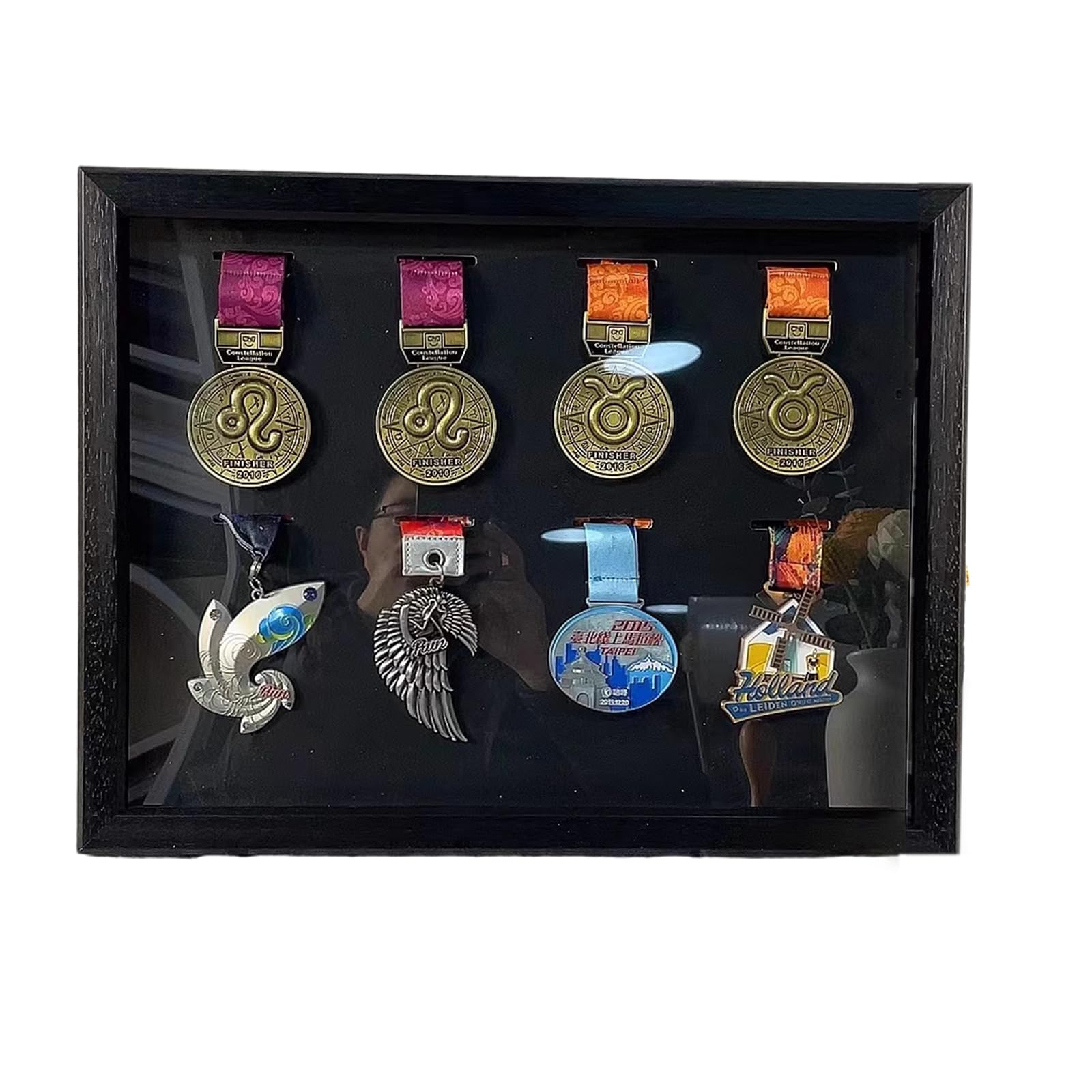 Wansiman Medal Display Cabinet,Medal Deep Frame,Beautiful,Durable Frame,For Race Winners,Military Awards,Triathlon And All Sports,Medals Display Case For Runners Soccer Gymnastics All Sports