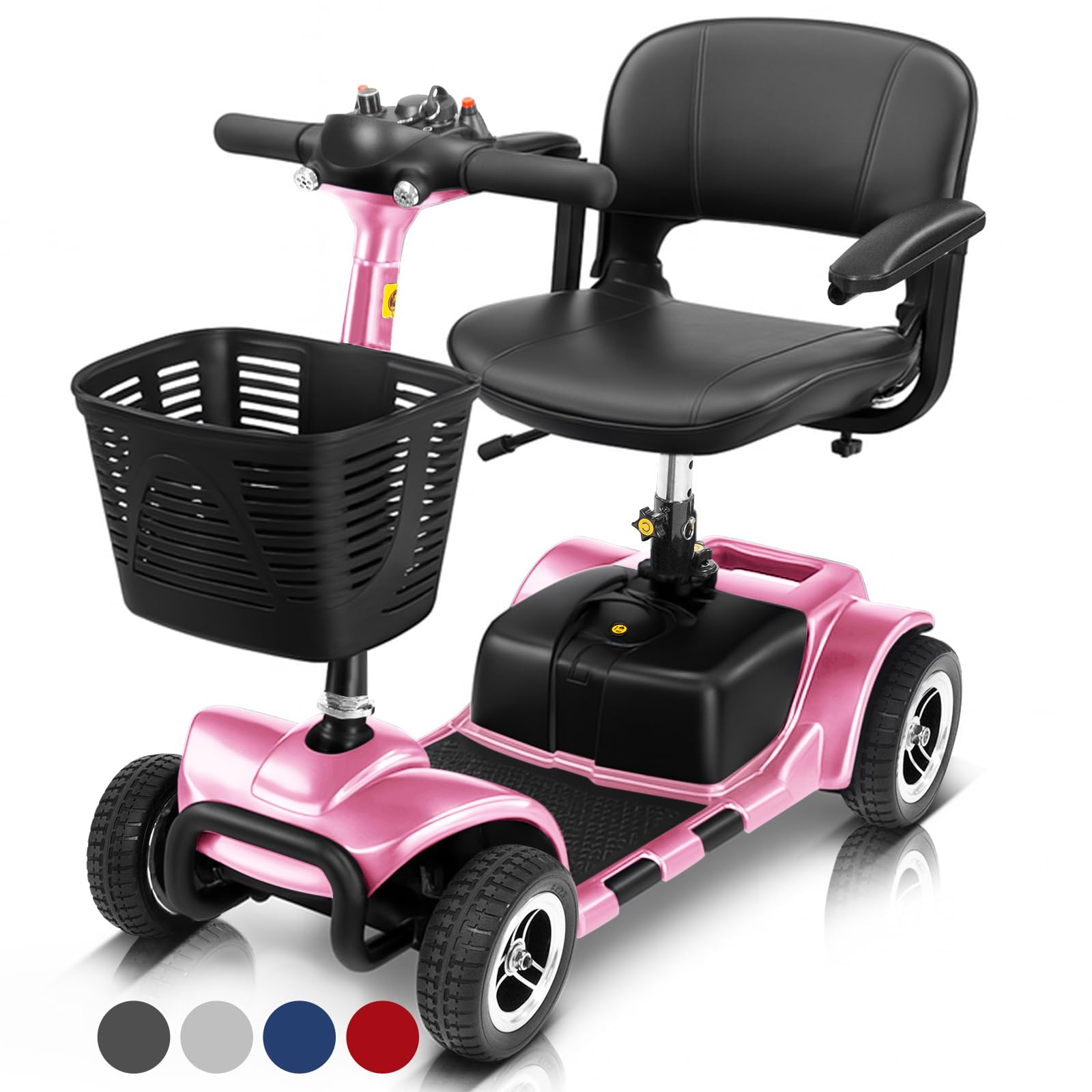 Vive 4 Wheel Mobility Scooter - Electric Powered Wheelchair Device - Compact Heavy Duty Mobile for Travel, Adults, Elderly - Long Range Power Extended Battery with Charger Included (Limited Edition)
