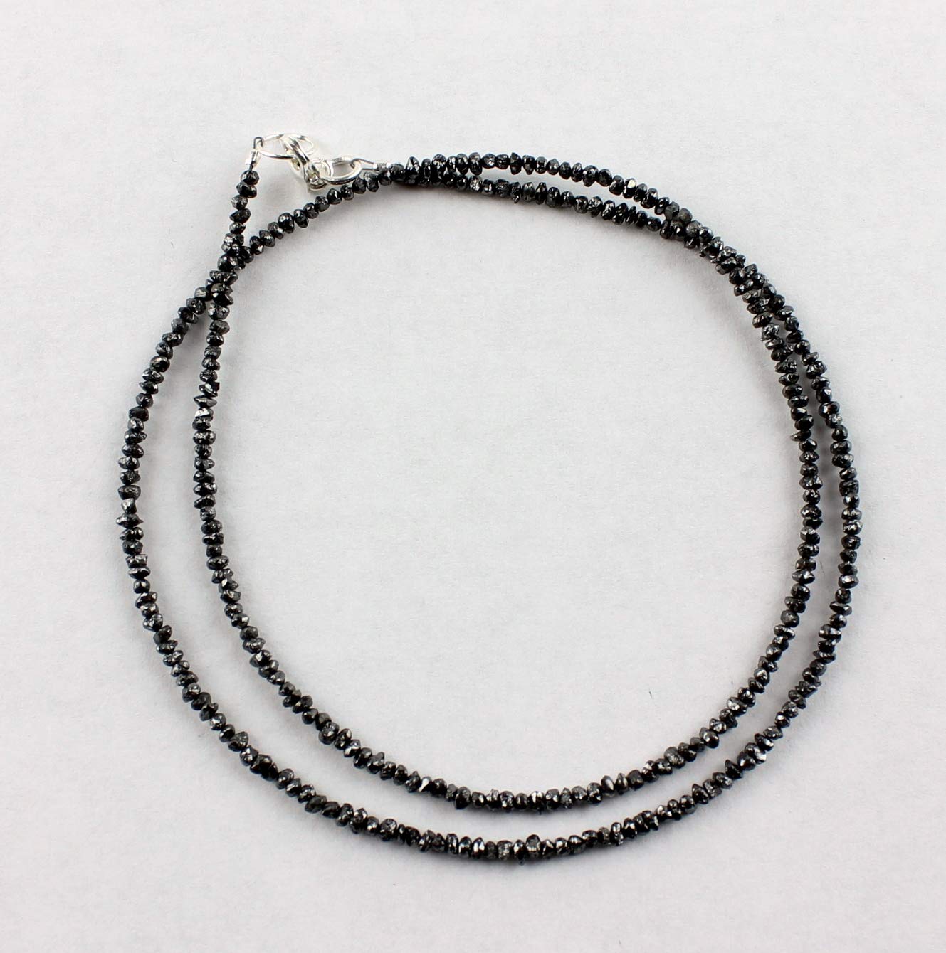 Schwarz Rohdiamant Kette Edelstein Diamant Collier Gut getrommelt ca. 45 cm lang mit karabiner Verschluss