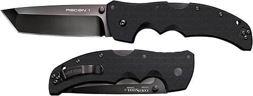 Miniatura 4 de Cold Steel Recon 1 Series Cuchillo plegable táctico con bloqueo Tri-Ad y clip de bolsillo, fabricado con acero CPM-S35VN de primera calidad, borde