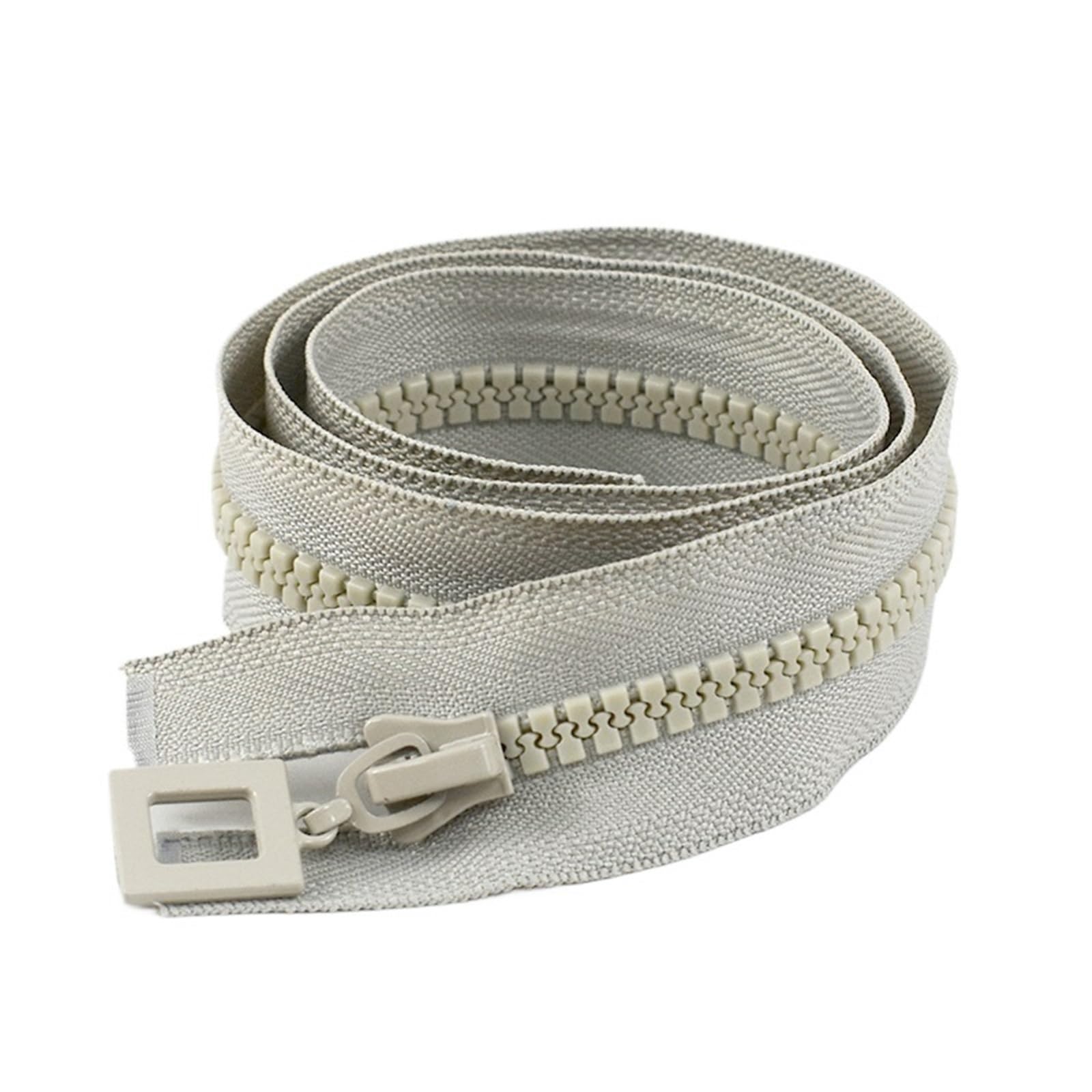 8 Gauge Resin Open End Zipper Single Double Slider Multicolor 60-120cm(Beigegrey,DOUBLESLIDER-120CM-COLOR 01)