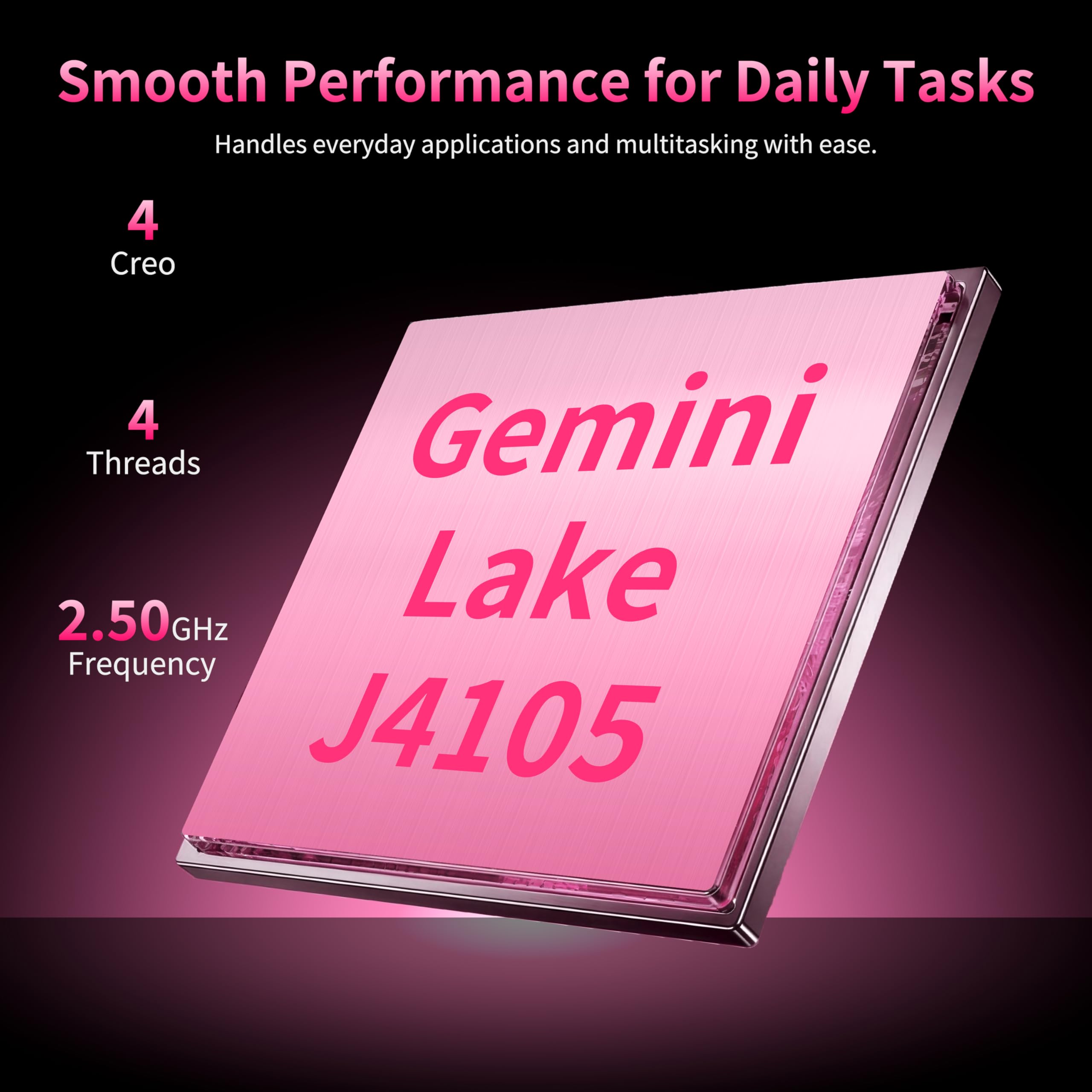 Amita 14 Inch Lightweight Laptop for Everyday Use, Full HD Display, 8GB Memory & 512GB Storage, Pink Portable Notebook for Study, Home and Travel — view 4