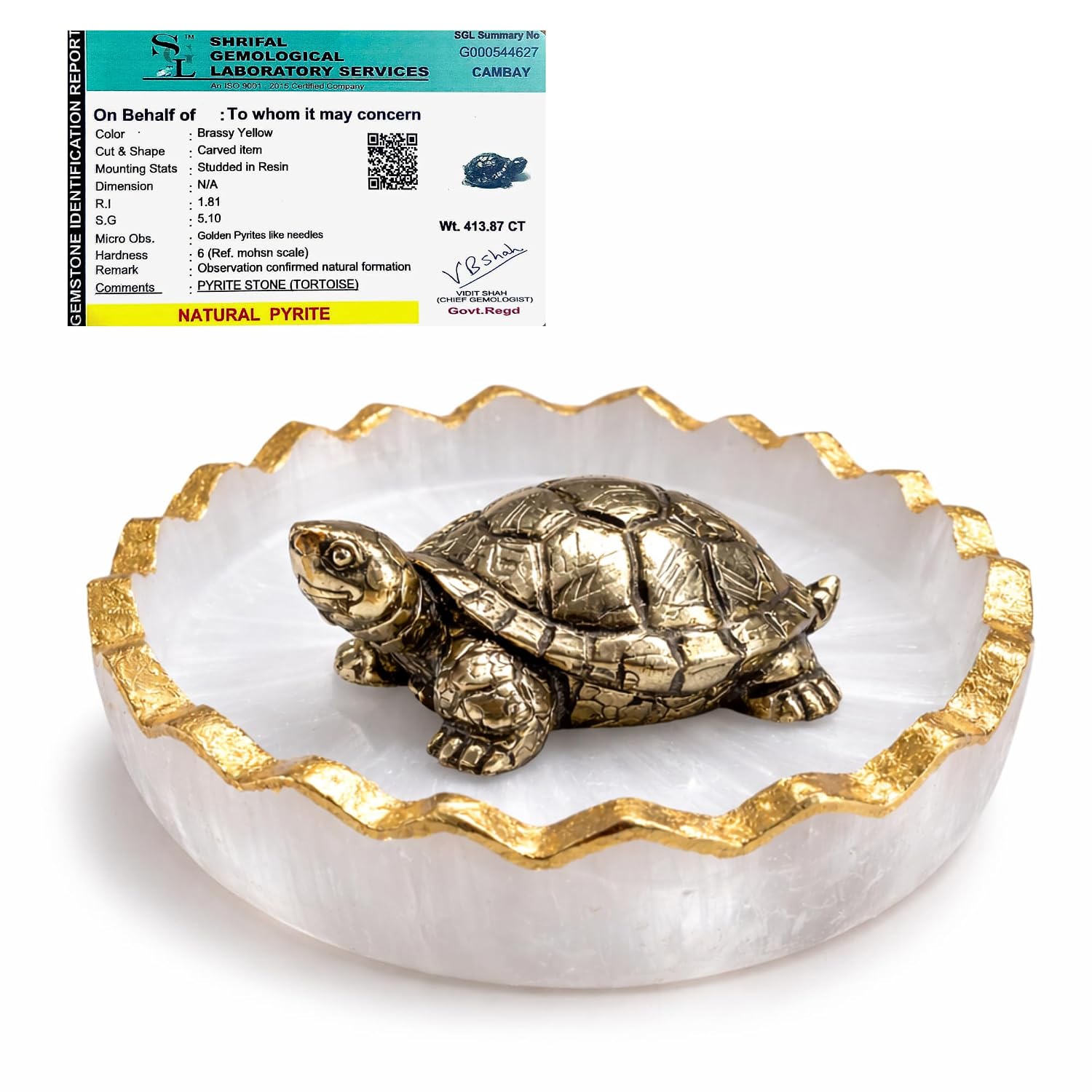 DIVARTH Original Certified Pyrite Tortoise (3x1 Inch) with Selenite Charging Plate, Vastu & Feng Shui Crystal Turtle for G... - Review, Price and Buying Guide