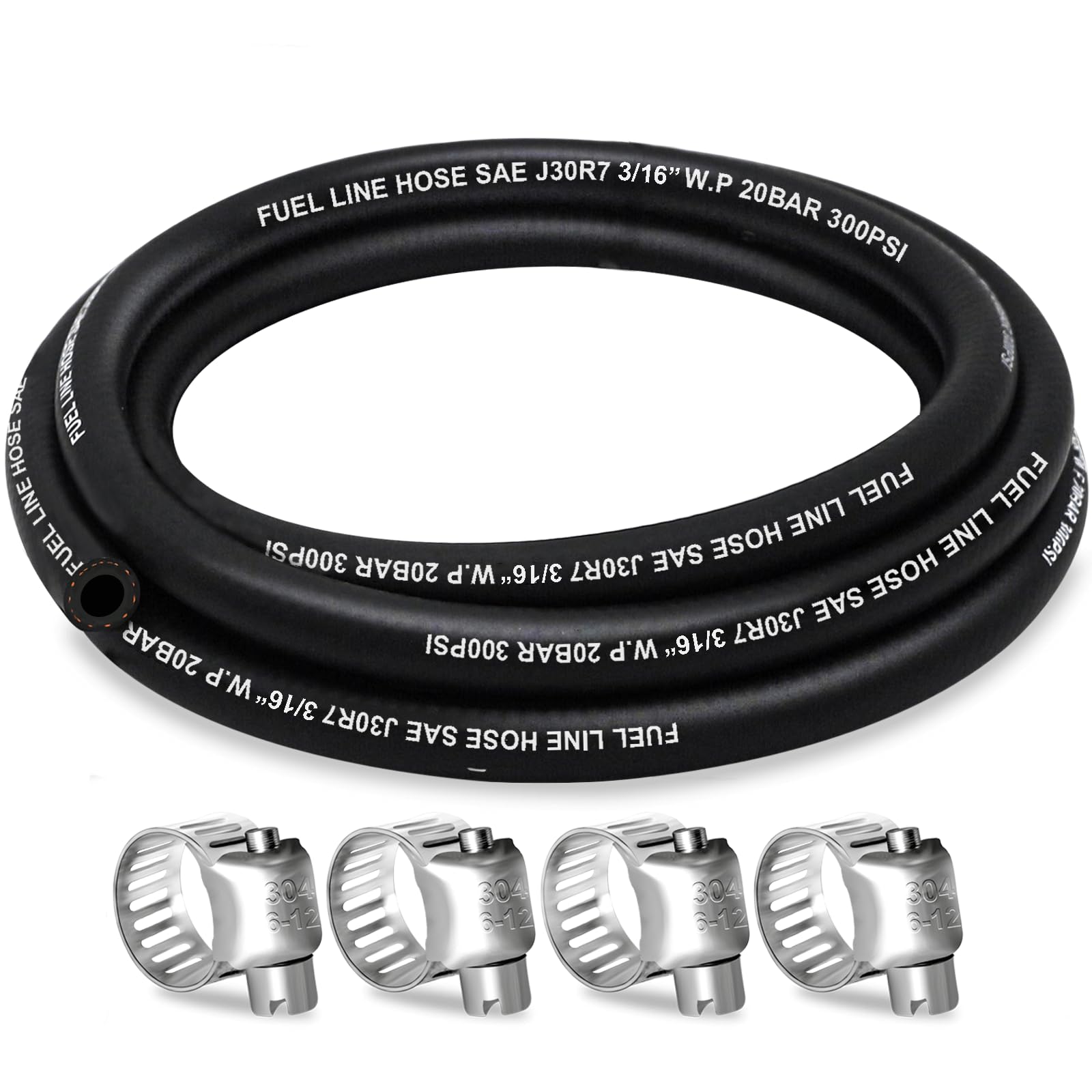 HOUSUN Fuel Line 3/16 Inch ID, Fuel Hose 5FT 300PSI High