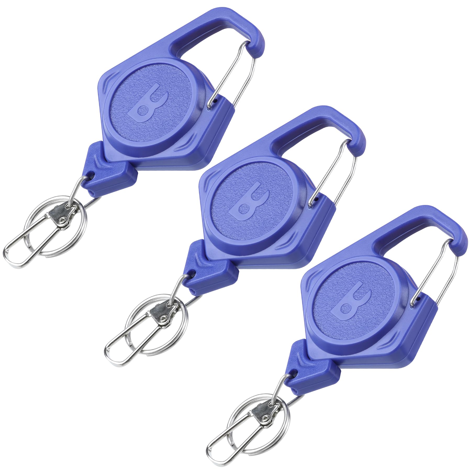 Booms Fishing Zinger Retractor 3pcs: Fly Fishing Retractor with 27.5" Retractable Lanyard - 4oz Retractable Keychain for Key Nippers Scissors Forceps, Fly Tying Equipment, XW80 Blue