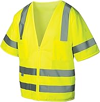 Pyramex RVZ31 Class 3 Hi-Vis Lime Safety Vest 2X-Large - Lightweight Mesh, Reflective Stripes, ANSI Compliant