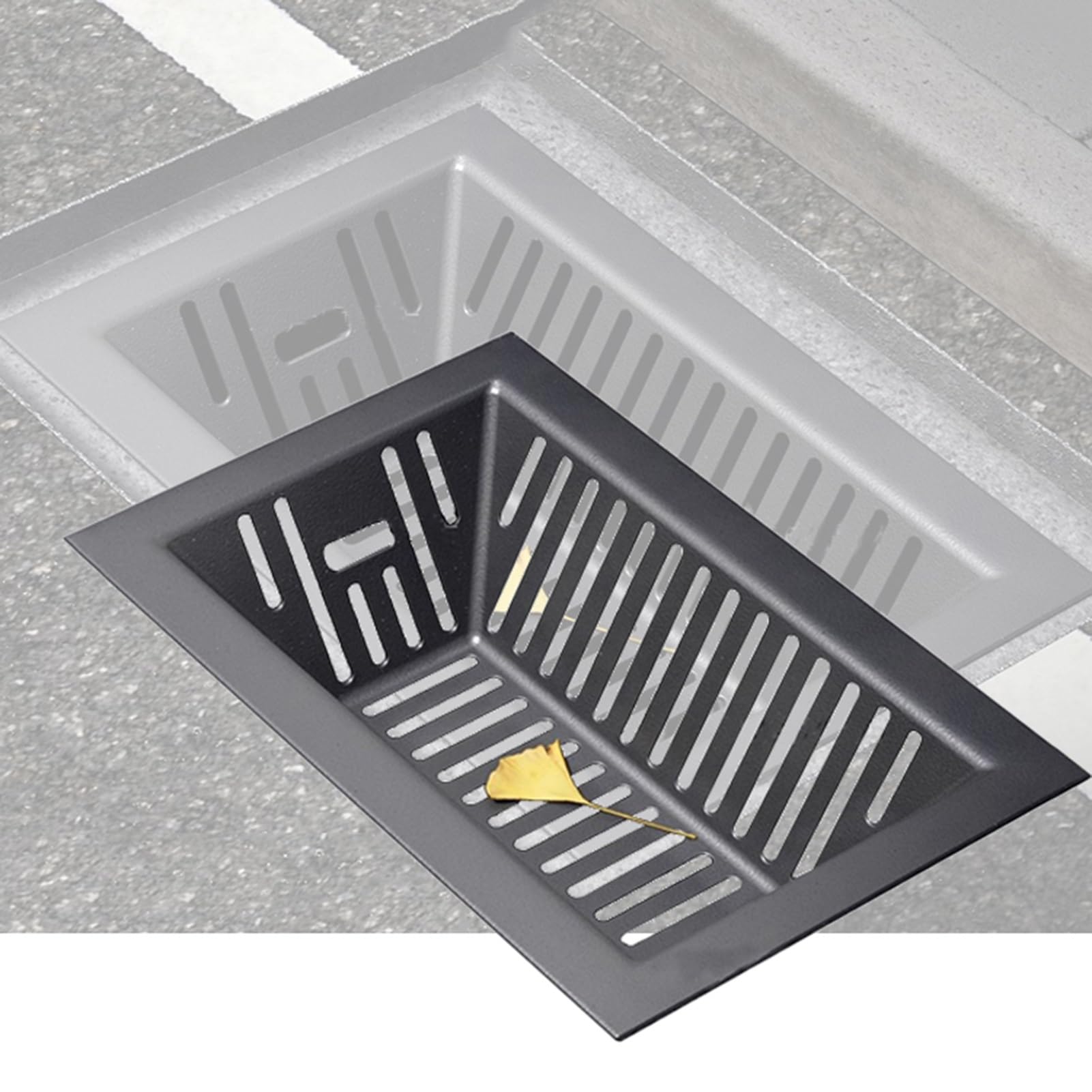 GOCHUSX Catch Basin Drain Filter, Sinking Rainwater Outlet Trash Catcher, Sewer Grate Outdoor Drain Cover for Driveway Lawn Water Trench Channel, Easy Clean(Black-3PCS,40x60x15cm)