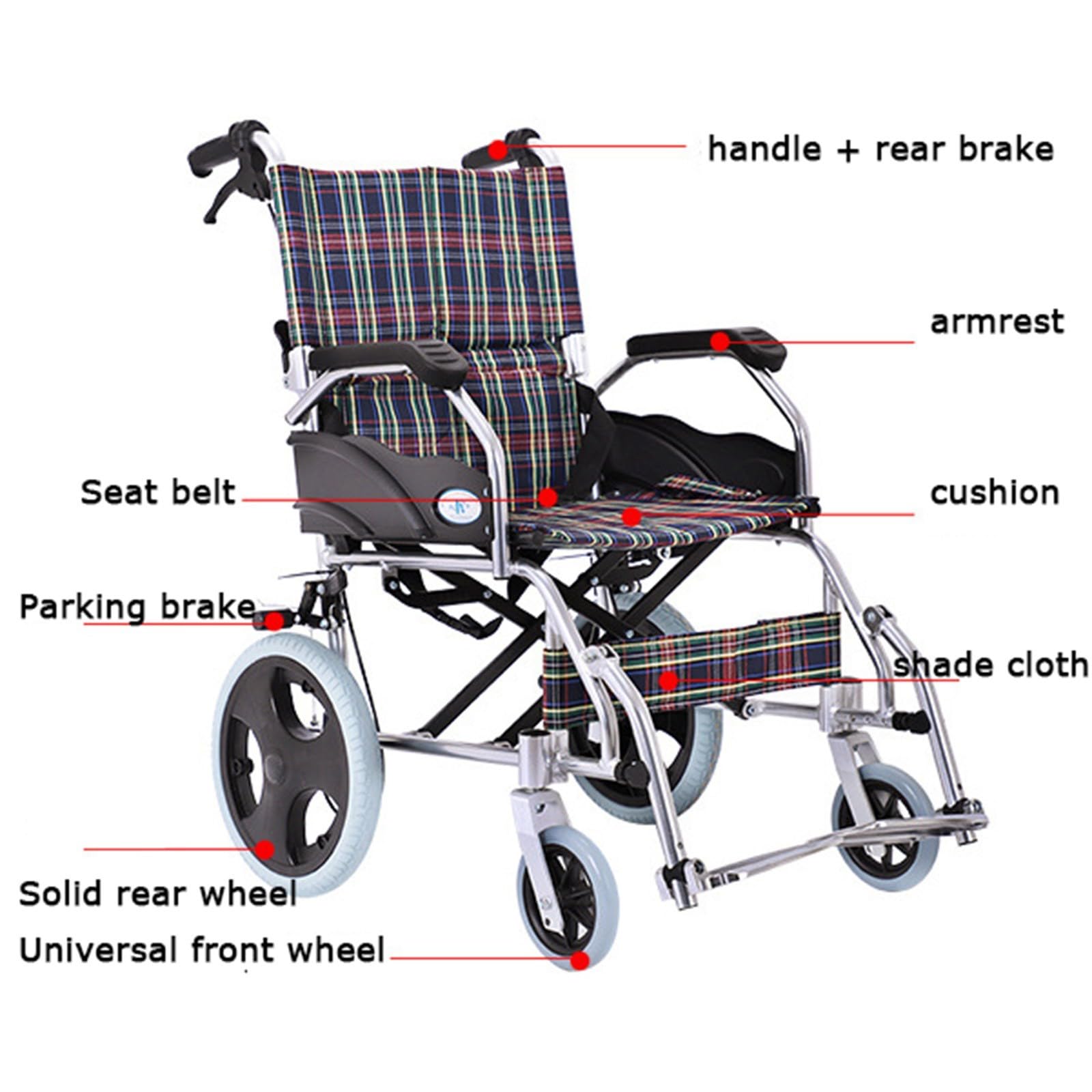 Silla De Ruedas Manual Ligera,Silla De Ruedas Plegable Portátil Silla De Ruedas Multifunción Hogar Ancianos Discapacitados Scooter Frolley Walking Aids A