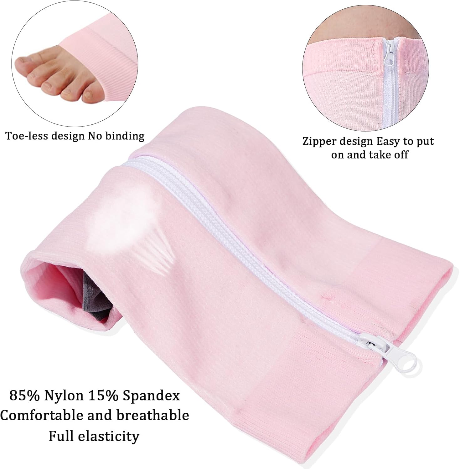 Plus Size Zipper Compression Socks Women Support Socks Open Toe 15-20mmHg Wide Calf Compression Socks for Women - Image 3