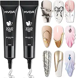 KYDA 2Pcs 3D Sculpting Gel Nail Glue, Gel Transparente para Escultura de Unhas para Nail Art, Gel 3D Nail Art para Desenho, Escultura, Moldagem E Decoração