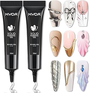 KYDA 2 Pcs 10ml Clear 3D Sculpting Nail Gel, 3-in-1 Sculpture Nail Art Gel for Carving Painting and Molding, Rhinestone Glue for Gems Diamond Jewelry Decoration