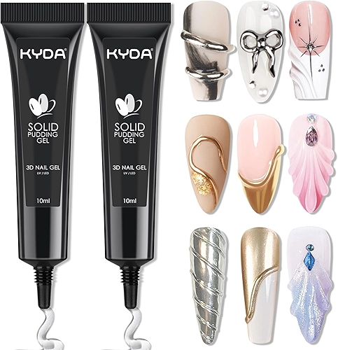 KYDA 2Pcs 3D Sculpting Gel Nail Glue, Gel Transparente para Escultura de Unhas para Nail Art, Gel 3D Nail Art para Desenho, Escultura, Moldagem E Decoração