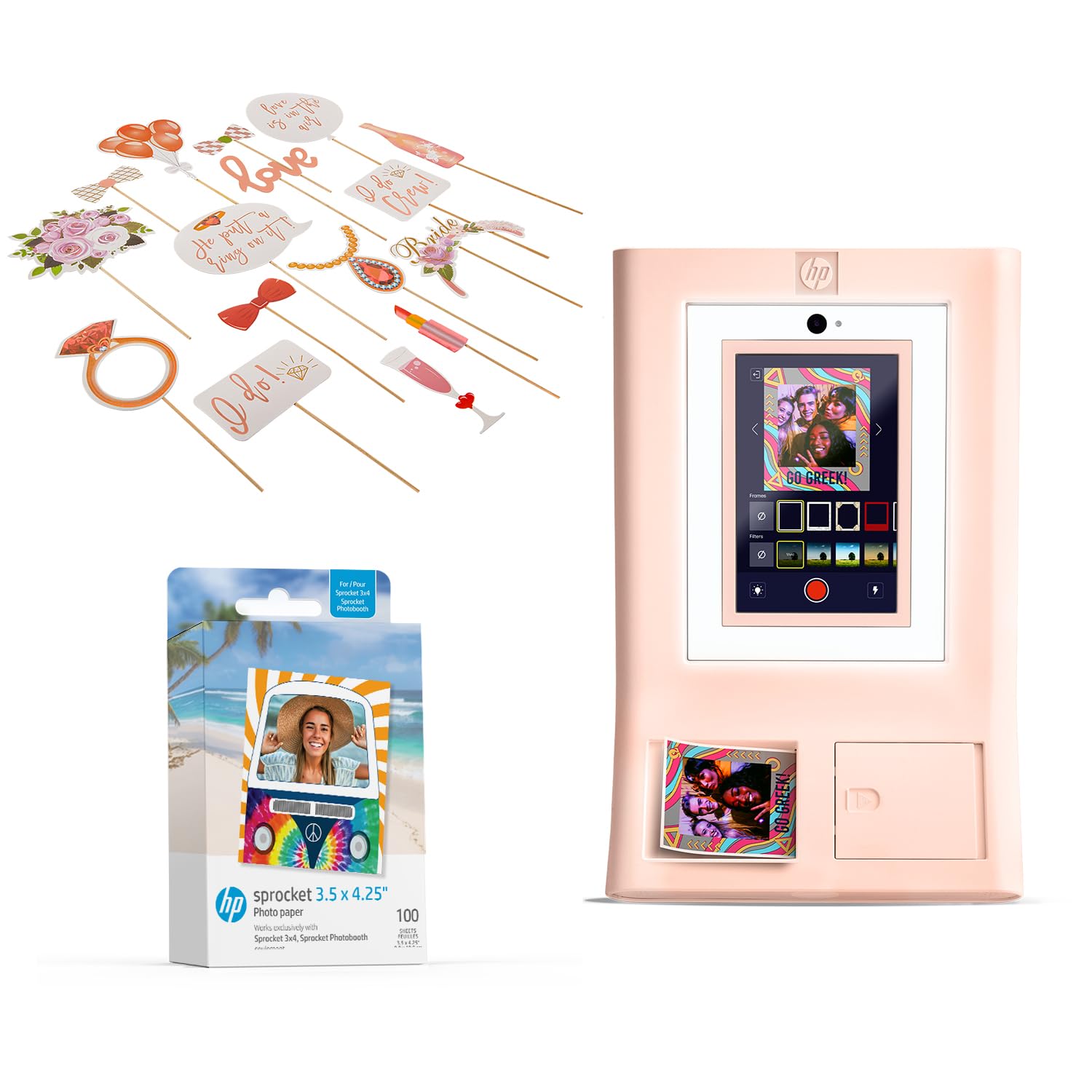 HP Sprocket Photomaton Imprimante Photo Couleur instantanée (Rose) + Papier Zink (100 Feuilles) + Accessoires pour Enterrement de Vie de Jeune Fille (23)