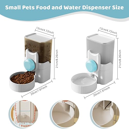 Miniatura 2 de Jaula colgante automática de tazón de comida para mascotas, dispensador de botellas de agua, 1 litro, alimentador automático para mascotas y