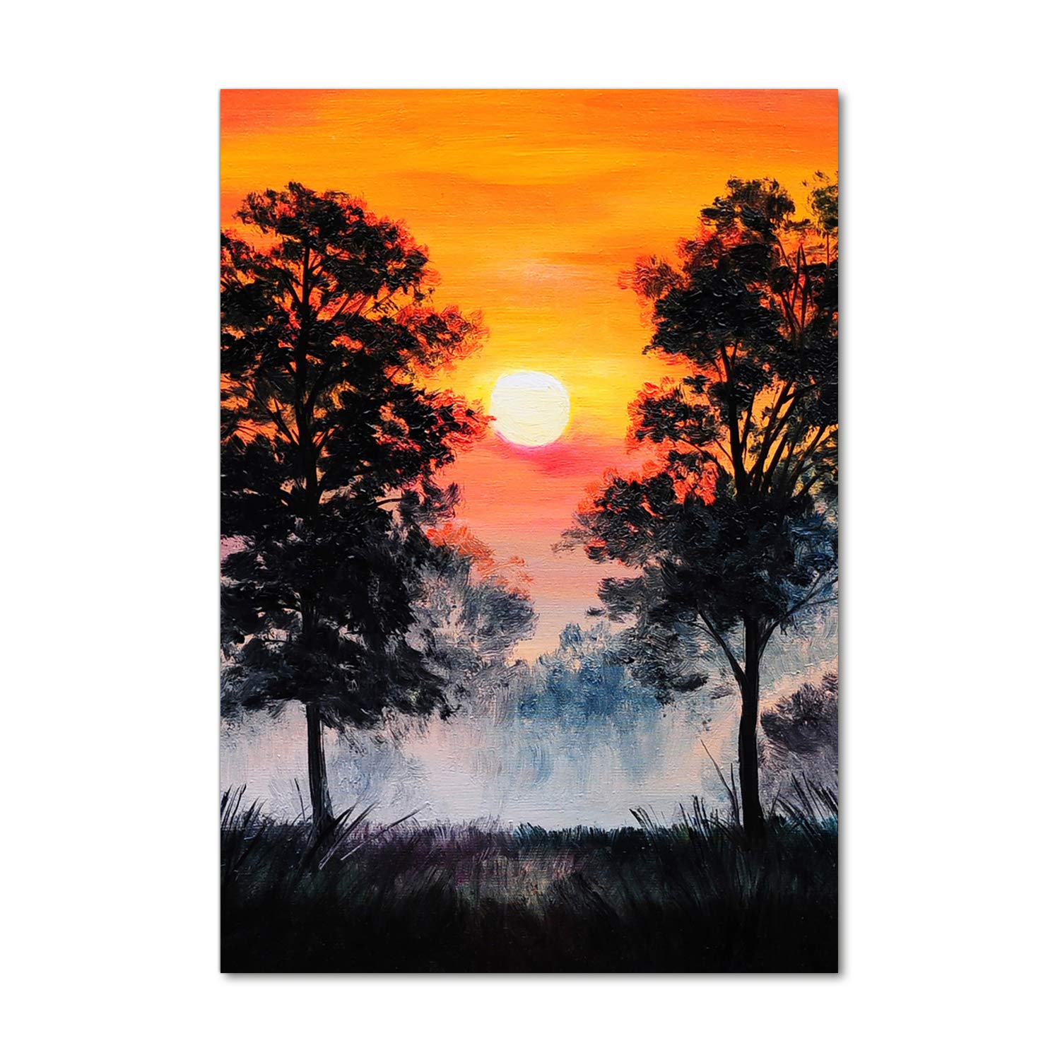 Impression sur verre acrylique Tulup 70x100 cm tableau mural forêt du coucher de soleil orange