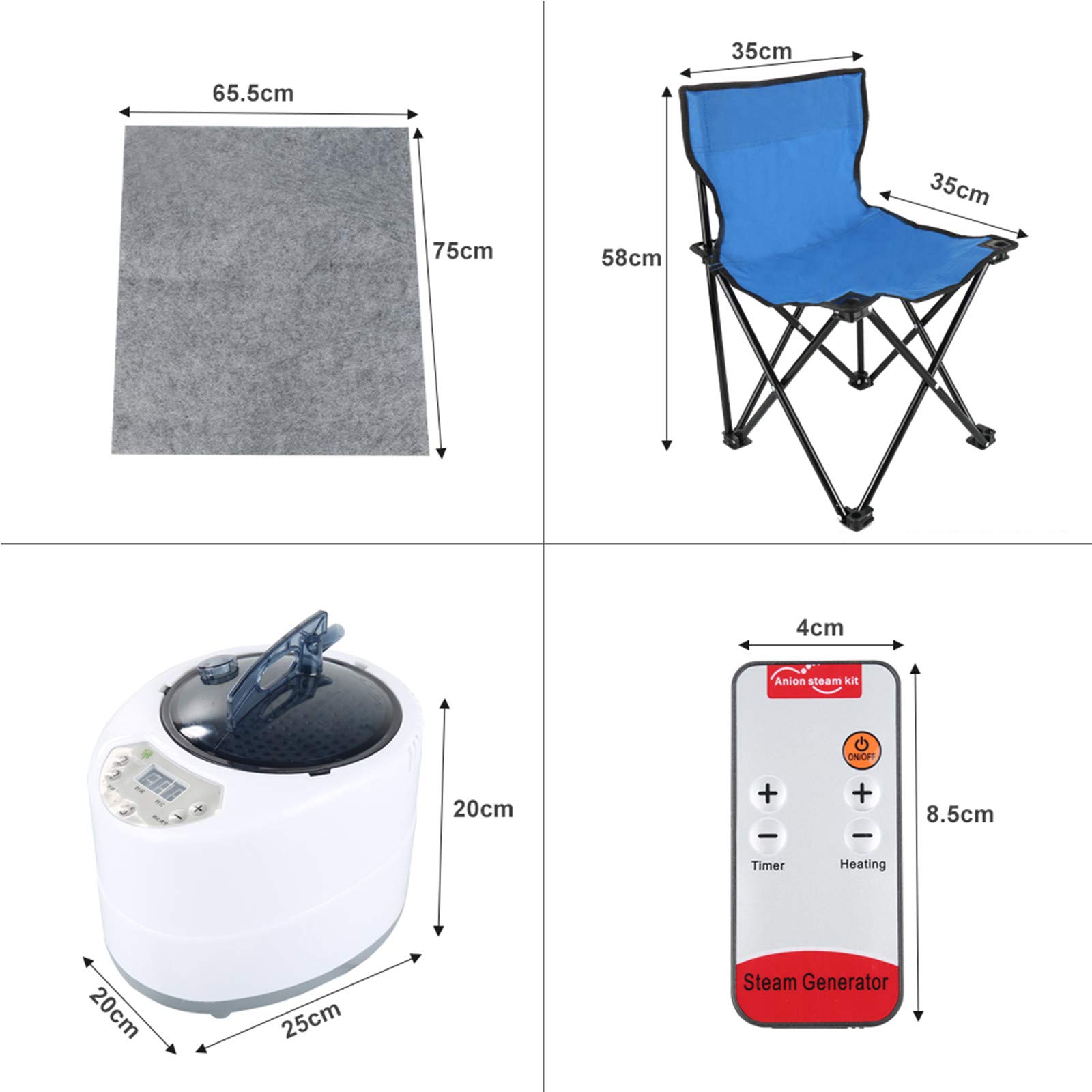 Sauna pliable cabine à chaleur Thérapeutique Spa 1000W Sauna à Vapeur,Sauna e portable,Personal Spa at home avec le contrôleur de température à distance (98x80x70cm)(Noir)