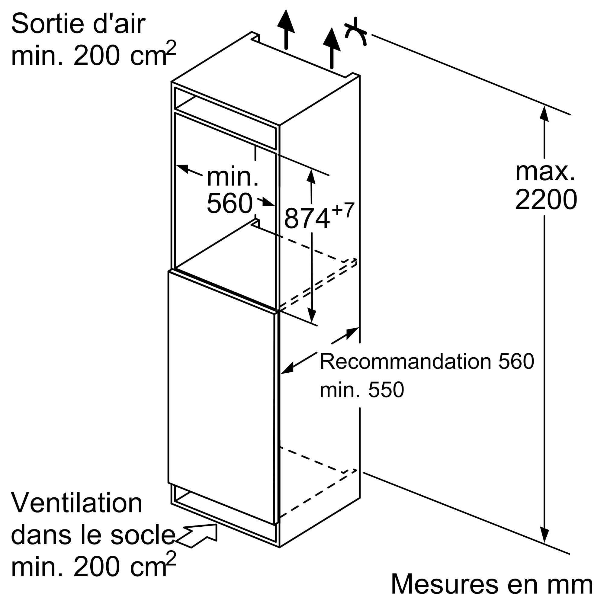 Bosch GIV21AFE0, Série 6, Petit congélateur, Encastrable, 88 x 56 cm, 96 L