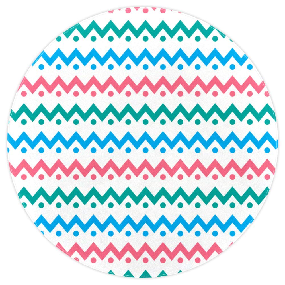 Tapis rond antidérapant et doux en polyester multicolore 120cm de diamètre