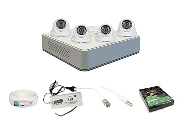 Sia Technology Hikvision 2MP 8 Ch HD DVR & 2MP 4 Dome Camera HD Combo kit, Include All Require Accessories for 4 Camera Installation