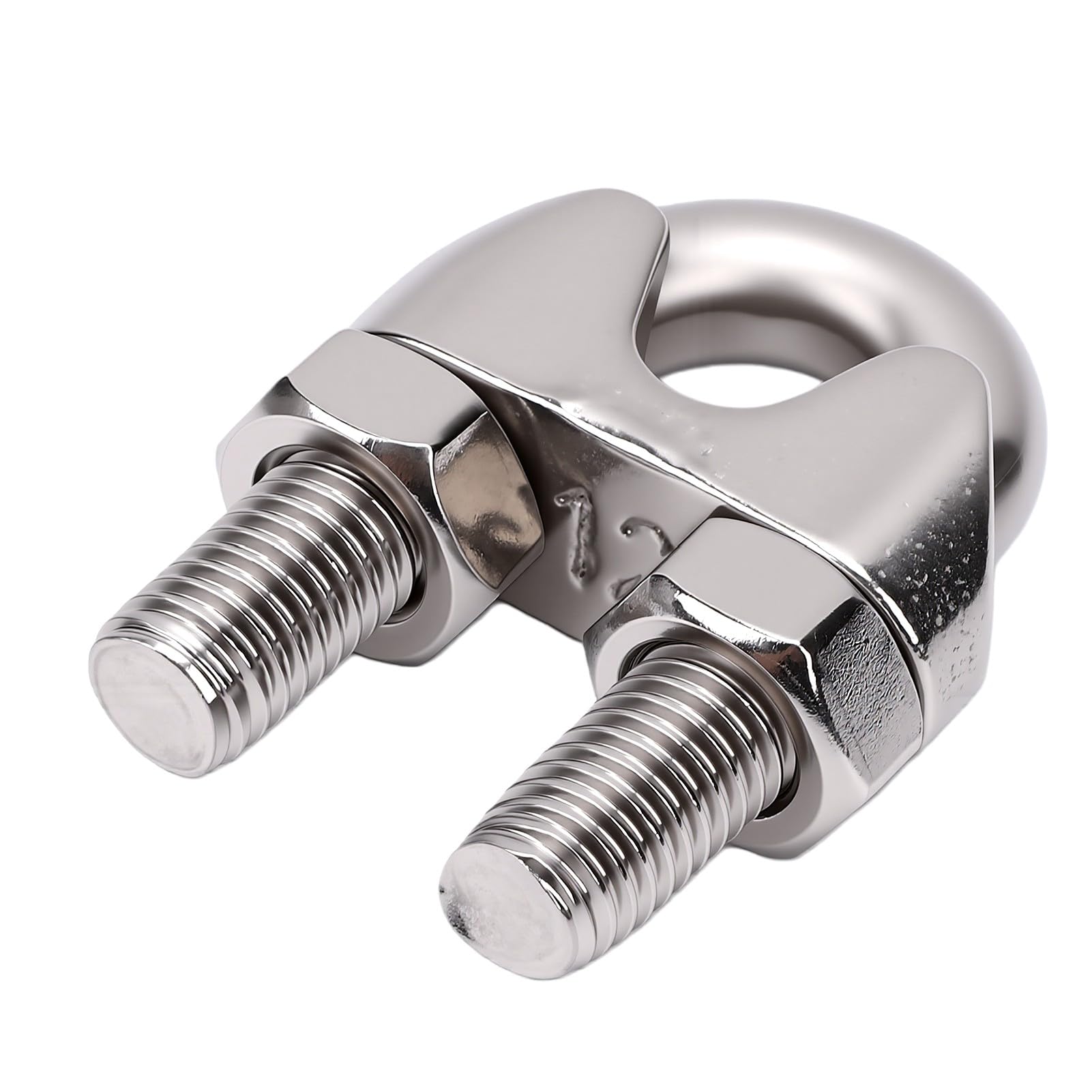 Fafeicy Morsetto per Fune, 20 Pezzi, in Acciaio Inox 304, con Bullone a U, per Cavo da 12 Mm, Altezza Testa 17,8 Mm, Dadi Filettati per Cartello Ringhiera, Ancoraggi per Recinzione,