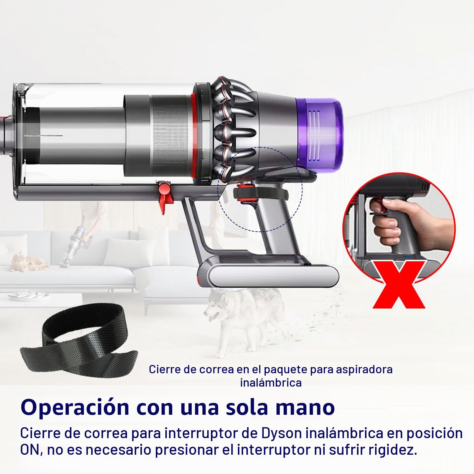 Portek Accesorio de aspiradora de pelo de perro para Dyson V15 V12 V11 V10 V8 V7 V6 G5 GEN5 Outsize V6, kit de herramientas de cepillo de aseo para mascotas con adaptador de manguera de extensión