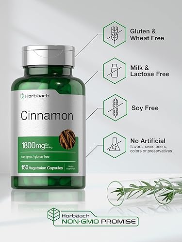 Miniatura 4 de Horbaach Cápsulas de canela 1800 mg  150 unidades  Suplemento de canela de Ceilán  Vegetariano sin OMG sin gluten