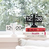 Vista 7 de mooas Flip Desk Clock (White), Retro Vintage Design Auto Flip Clock Desk Clock Table Clock Large Number Battery Powered Internal Gear Operated Home