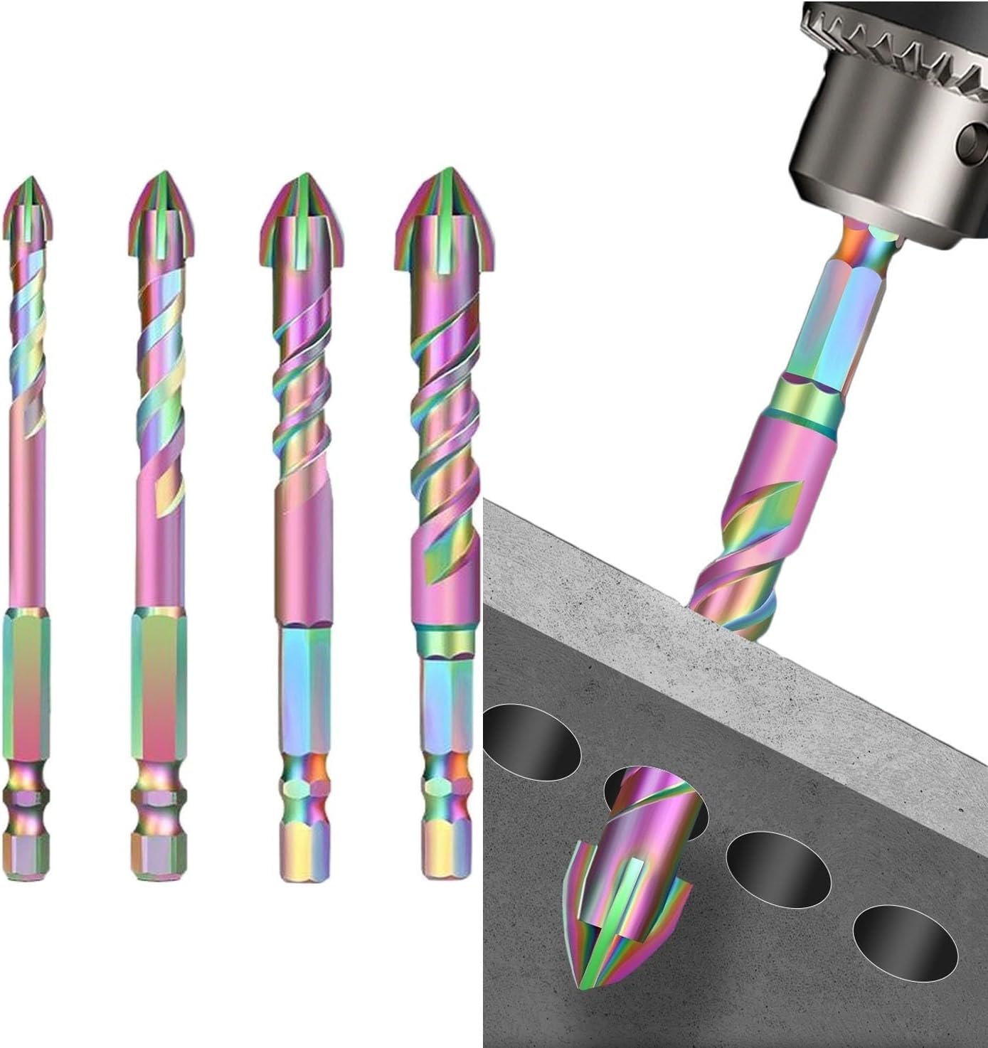 95mm Long Carbide Drill Bits Designed for Effective Drilling in For Glass, Wood, Metal and Marble Surfaces (10mm)