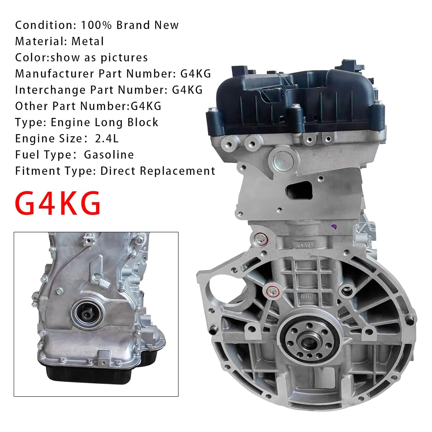 Bruce & Shark G4KG 2.4L Long Block Engine Motor Assembly for Hyundai Santa Fe/Sonata VIII 2007-2021, Tested Reliability