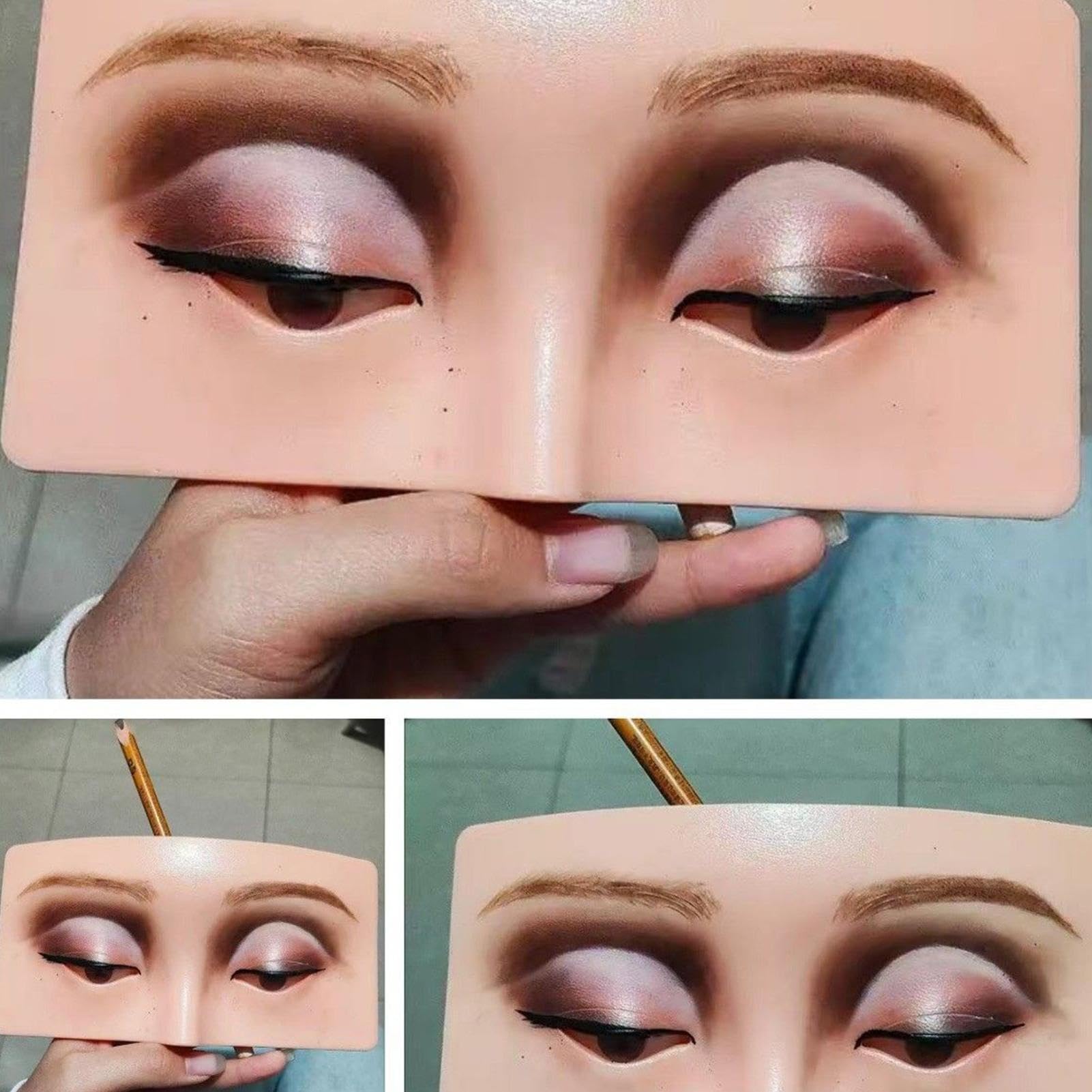 Générique Visage de Mannequin de Maquillage,Aide au Maquillage en Silicone Réutilisable - Planche d'Entraînement pour Yeux - pour Extensions De Cils Fard À Paupières Sourcils