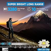 Vista 2 de Linternas recargables de alto lúmenes, potentes 3 modos de luz de flash súper brillante con pantalla digital LCD, linternas LED de mano ajustables