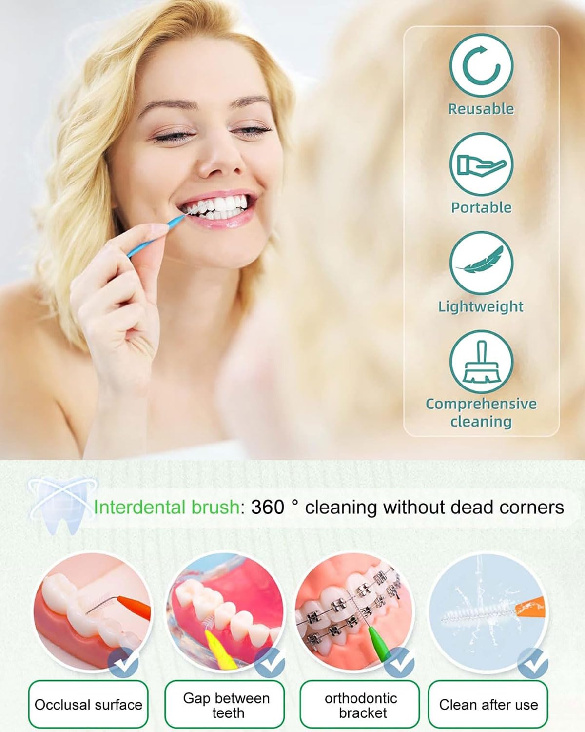 50 Pezzi Scovolini Interdentali,Scovolino per Pulizia Denti con Coperchio,Pulire Gli Spazi Stretti Tra Denti,Strumenti Pulizia Denti,Mantenere Salute Orale per Bambini,Uomini,Donne(5 Colori)