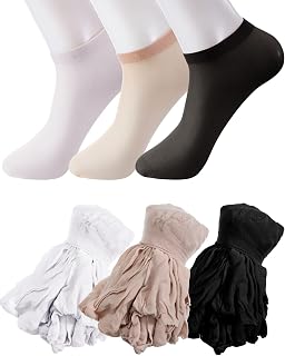 600 Pieces Disposable Foot Socks Bulk Nylon Footies Sheer Socks for Women Guest Trying on Boots Shoes, Black, White, Beige