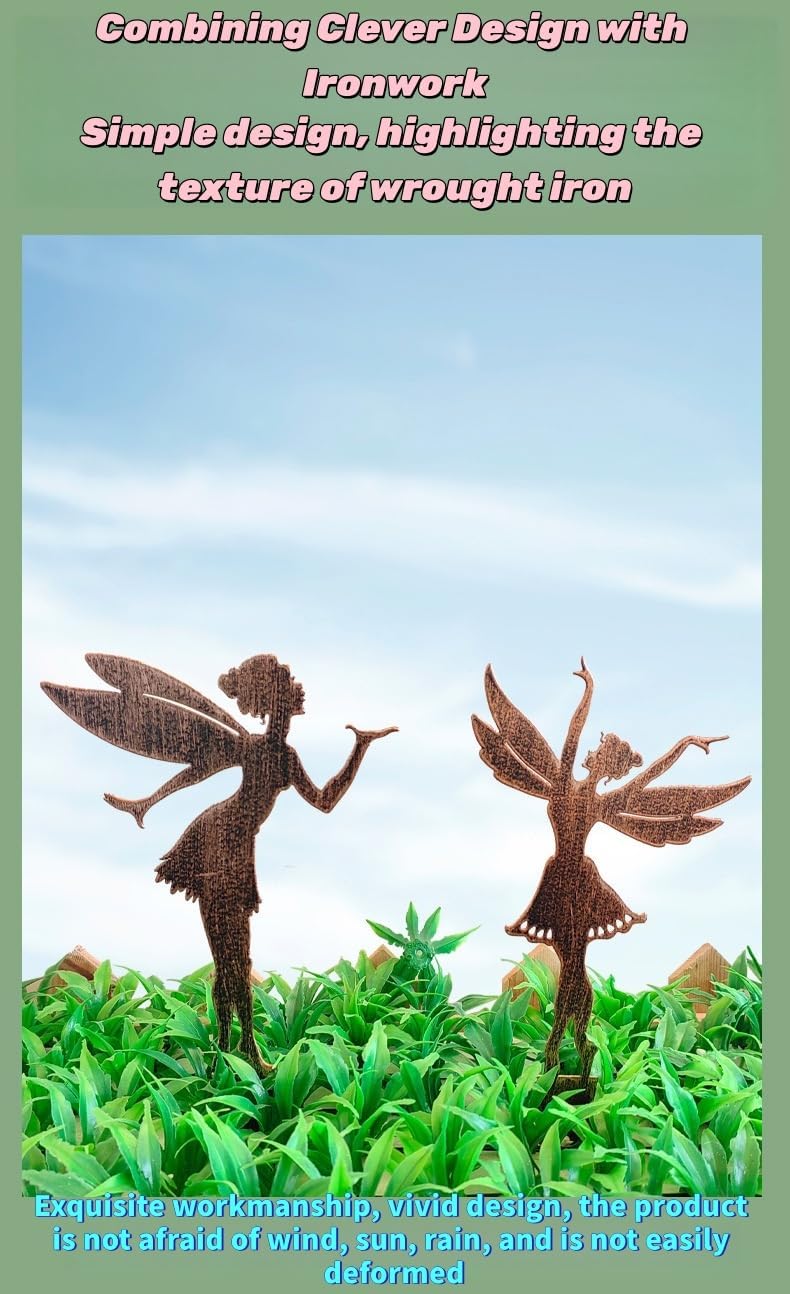 3 piece Set Garden Decoration Fairy Metal Flower Fairy image 4