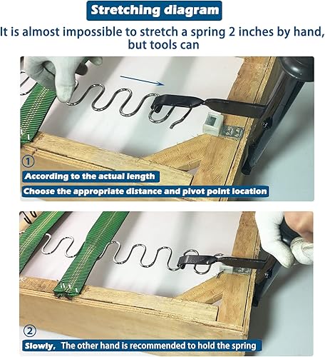 Miniatura 3 de Kaupuar Herramientas de tapicería de resorte de palanca utilizadas para servicio pesado reemplazar sofá o reclinable primavera método de instalación