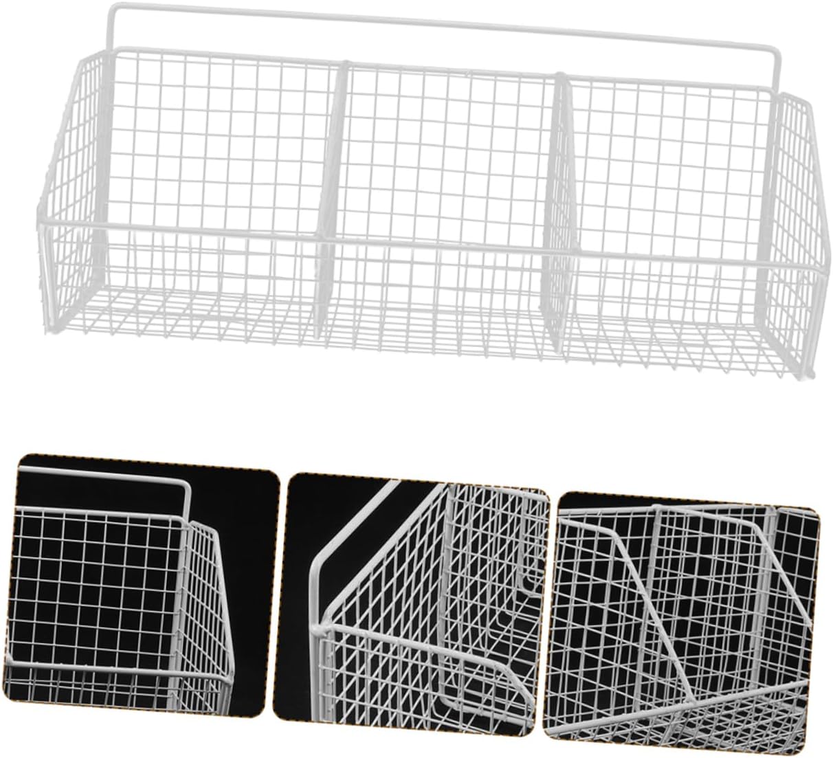 Healifty 2pcs Kitchen Wall Storage Basket Carbon Steel Hanging Organizer with Mesh Design for Fresh Ingredient Airflow White Single Holder for Pantry and Kitchen Storage