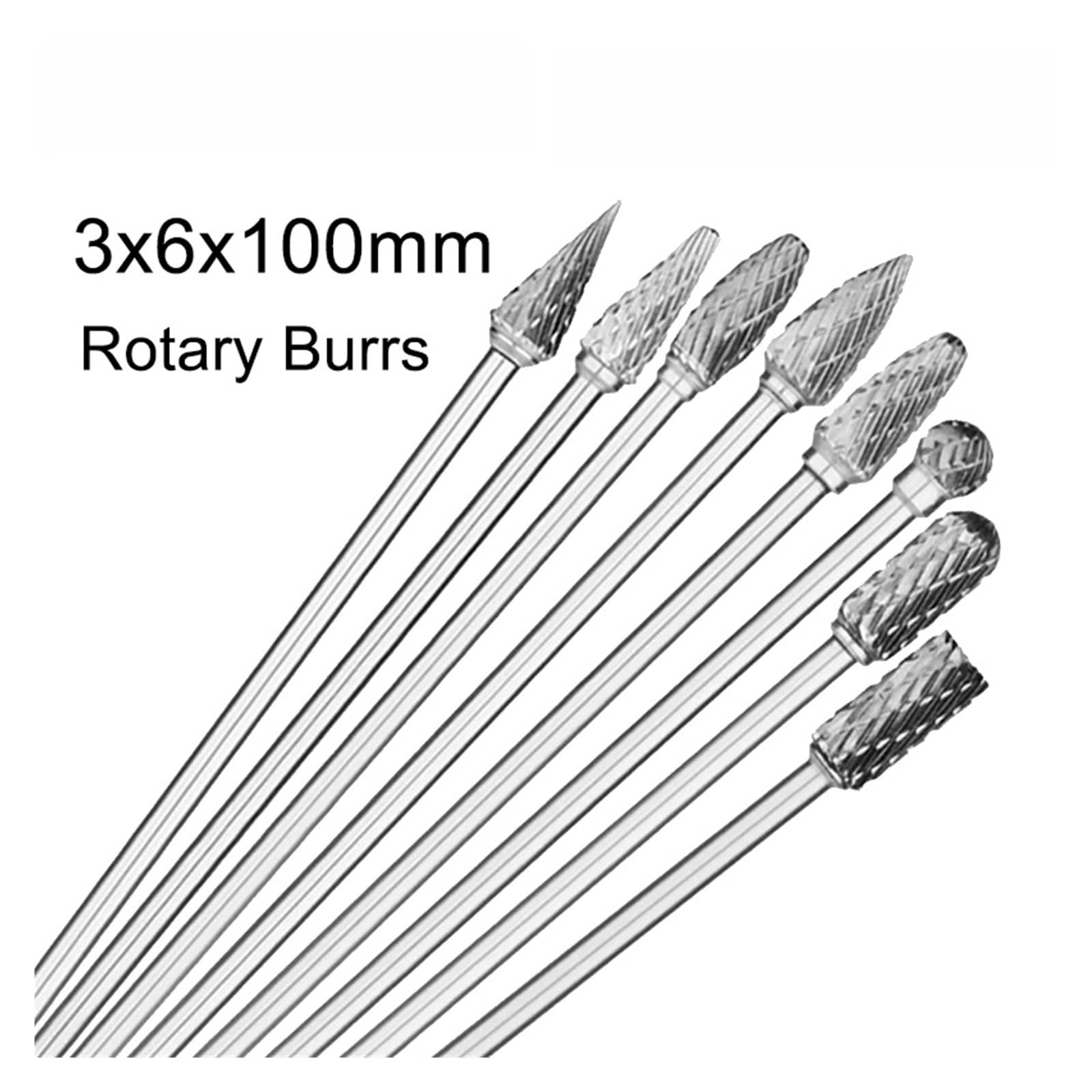 Hartmetallfräser 1 Stück 3 mm Schaft, 6 mm Nutdurchmesser, 100 mm Länge, Einzel- und Doppelschlitz-Wolframkarbid-Frässtifte(C0613M03-100mm)