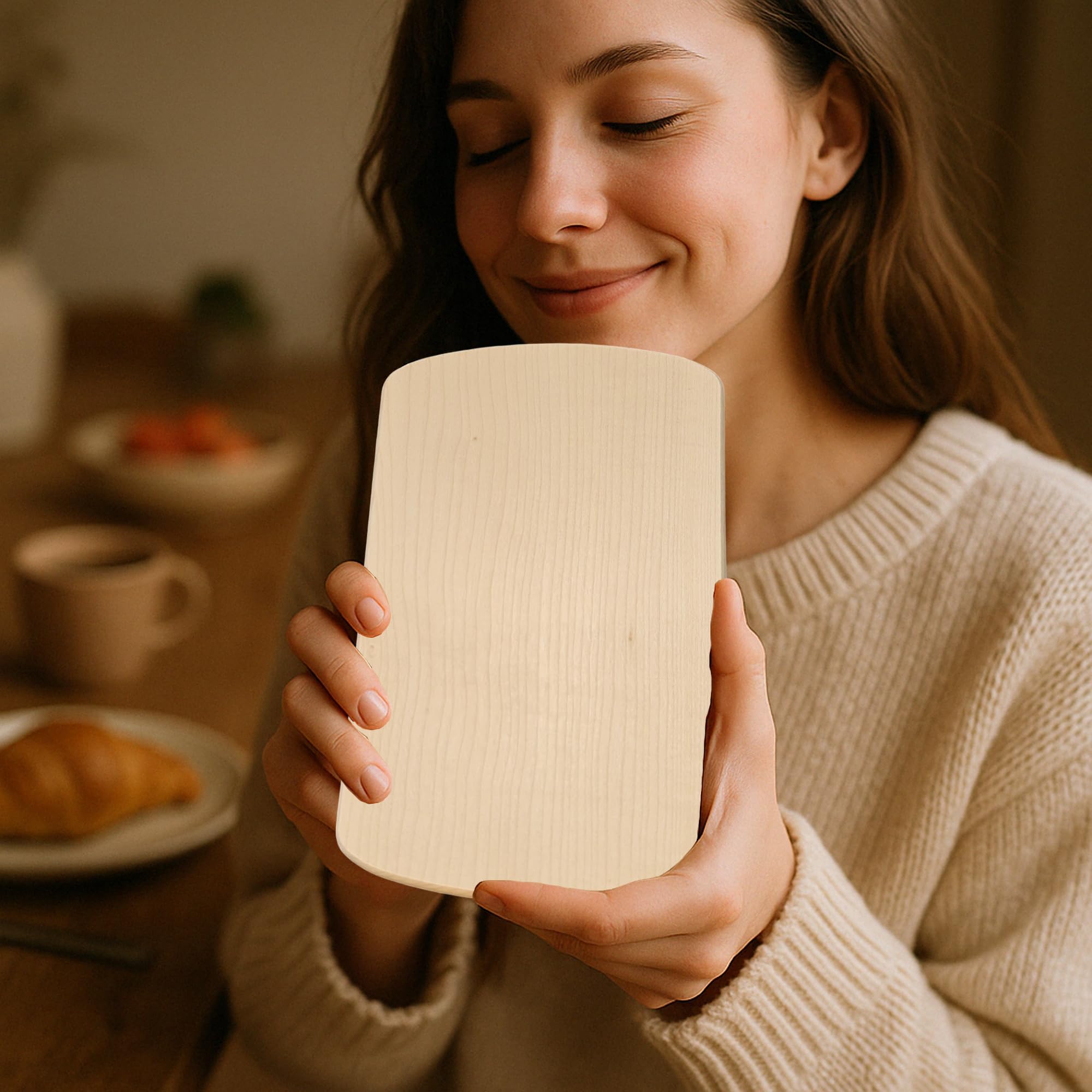Frühstücksbrettchen Holz 6er Set aus massivem Ahornholz - 24x15x1cm Holzbrettchen antibakteriell & hygienisch - Brotzeit-Brettchen, Frühstücksbrett, Schneidebrett