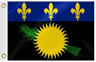 Guadeloupe Boat Nautical Flag 12x18IN Double Sided Guadeloupeans Marine Banner Nylon Small Yacht Sail Pontoon ATV Bike Truck Motorcycle Flag with 2 Brass Grommets