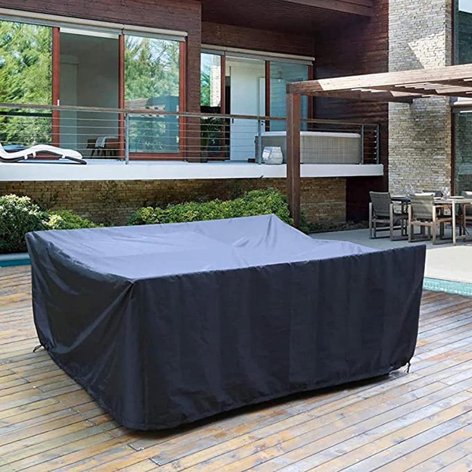 ZLZNX Copertura per mobili da giardino, copertura per mobili da giardino, copertura per mobili da giardino, impermeabile, rettangolare, antivento e anti-UV, 308 x 138 x 89
