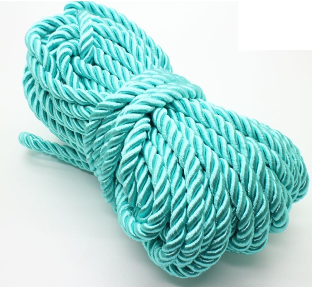 5mm Twisted Satin Cord for Crafts 60 Yards Braided Decorative Cotton Cords Trims Polyester Twine Cord Thick Round Fabric Rope Thread for Sewing DIY Shiny Handfast Cord for Wedding