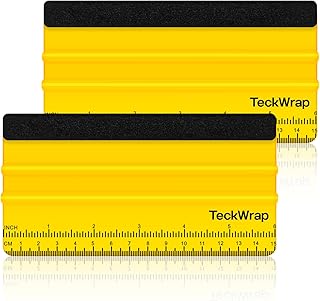 TECKWRAP 2 PCS Professional Plastic Felt Squeegee for Vinyl Decals, Inkjet Vinyl Sticker Paper, and Wallpaper - 6"x2.9"Decal Squeegee Tool, Scratch-Free Application (Yellow)