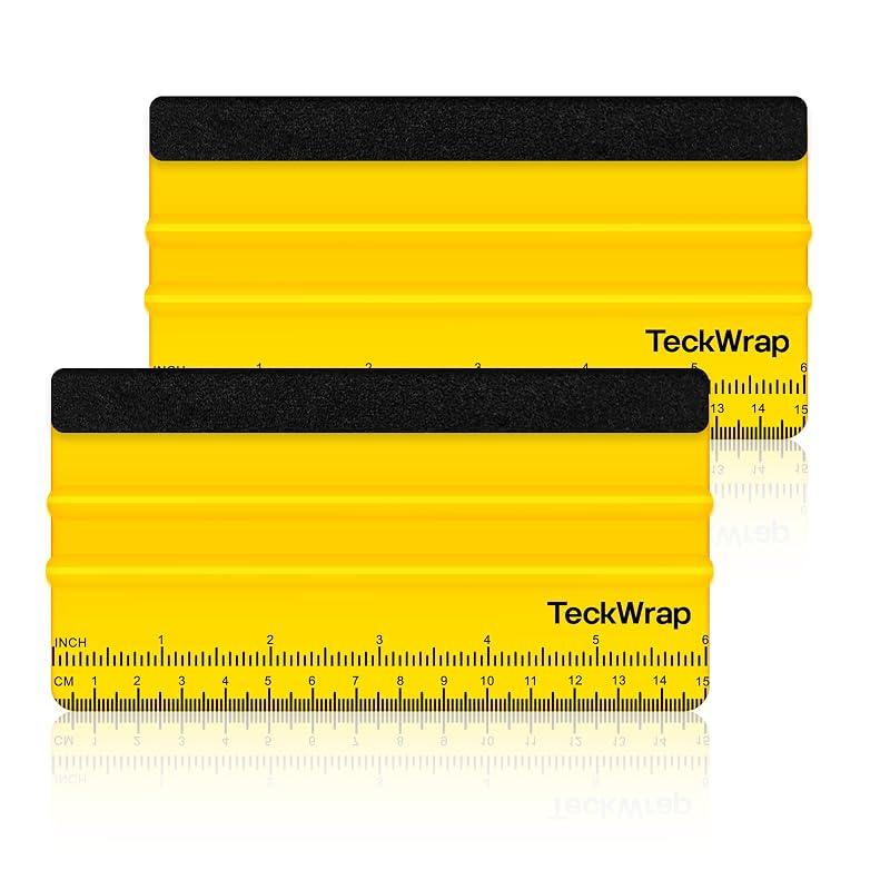 Rodo com Feltro para Aplicação de Vinil TECKWRAP Amarelo 15,2 x 7,4 cm, 2 peças