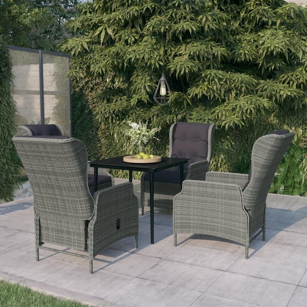 5 Piece Patio Dining Set,Outdoor Table Chairs,Patio Chairs,OutdoorFurniture,Conversation Furniture,Rattan Furniture,Perfect for Patio, Garden, Porch,Family Room,Sitting Area, Light Gray