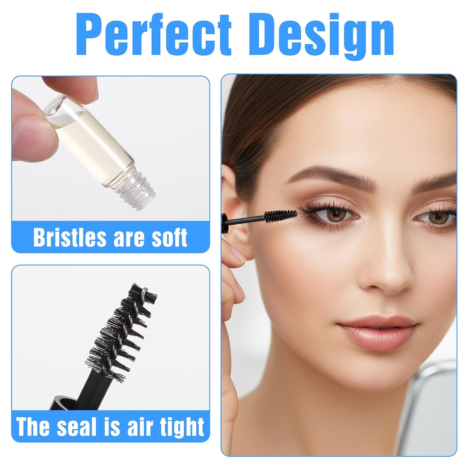 30Pcs Empty Mascara Tube with Eyelash Wand 3ml Mascara Bottles | Mini Eyelashes Cream Container Bottle, Brush, Rubber Inserts, for Travel Small Sample Size Eyelash Growth packing (3ml/30pcs)