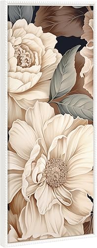 Kate and Laurel Sylvie - Lienzo decorativo vintage enmarcado con diseño floral y cuentas glamorosas en tonos apagados, 18 x 40 pulgadas, color