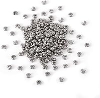 Vista 7 de Craftdady 200 piezas de acero inoxidable de engarce de cuentas de metal medio redondo abierto abrazadera nudo cubierta terminador puntas terminador